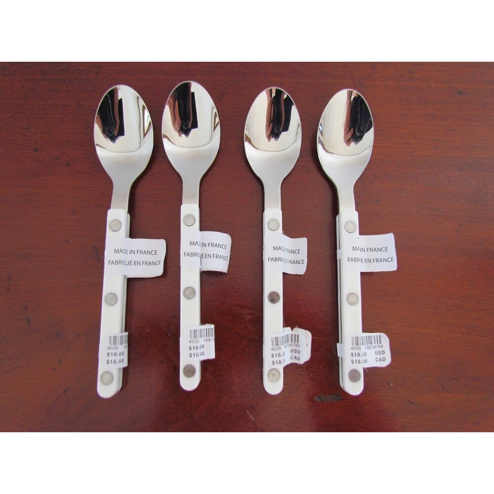 NEW Sabre France Bistrot Solid Teaspon Set of 4 White Handle Anthropologie